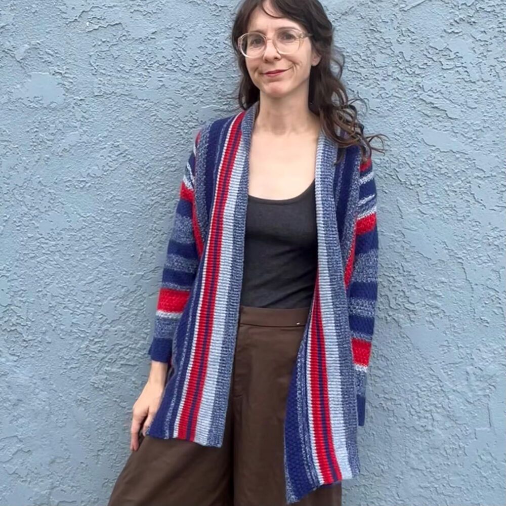 Striped Cardigan Sweater One Size Hipper Surfer The Dude